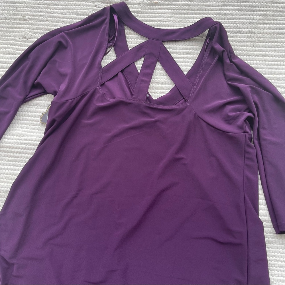 NWT Caged Back Purple Blouse SMALL - Picture 6 of 8